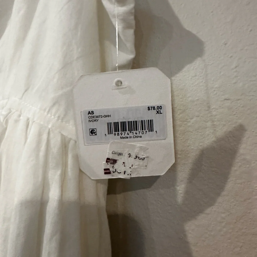 NWT Alter’d State spaghetti strap baby doll Y2K style dress in ivory extra large - Picture 2 of 5